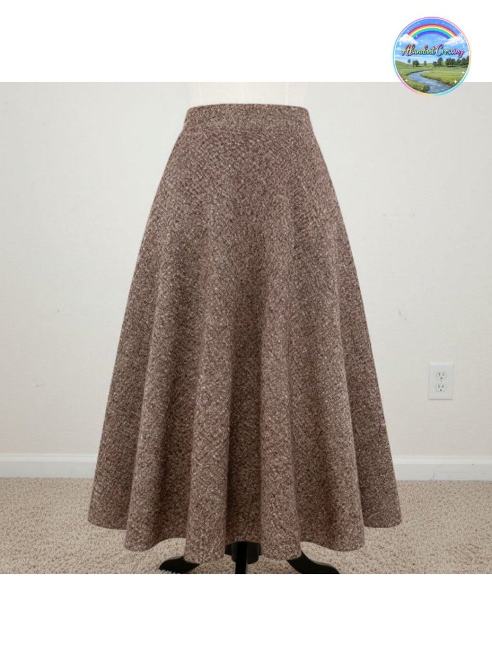 Womens Long Wool Plaid A-Line High Waist Maxi Skirt Fall Winter